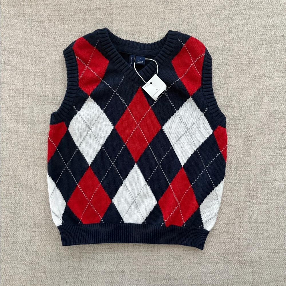 NWT Janie and Jack Toddler Boys Argyle Sweater Vest Size 2T